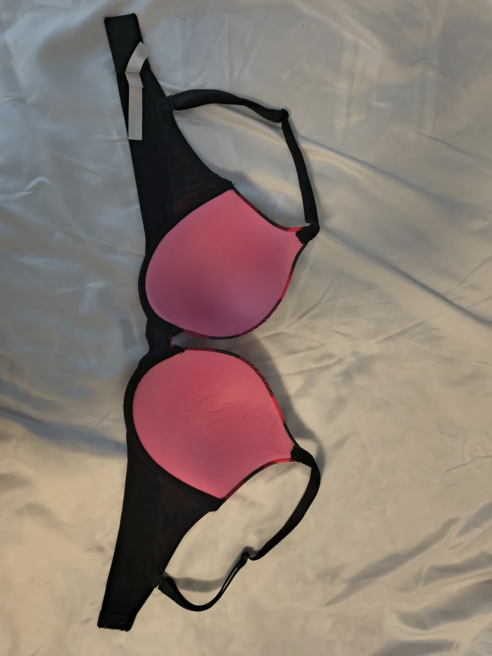 PINK Victoria's Secret Red and Black Buffalo Plaid Logo Band T-Shirt Bra